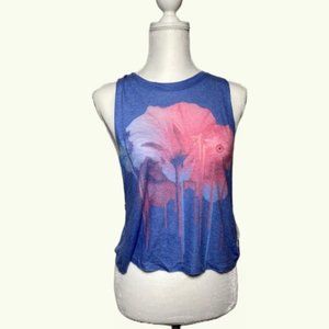 NWT AEROPOSTALE LLD Women Sleeveless Cropped Watercolor Floral Top in Periwinkle